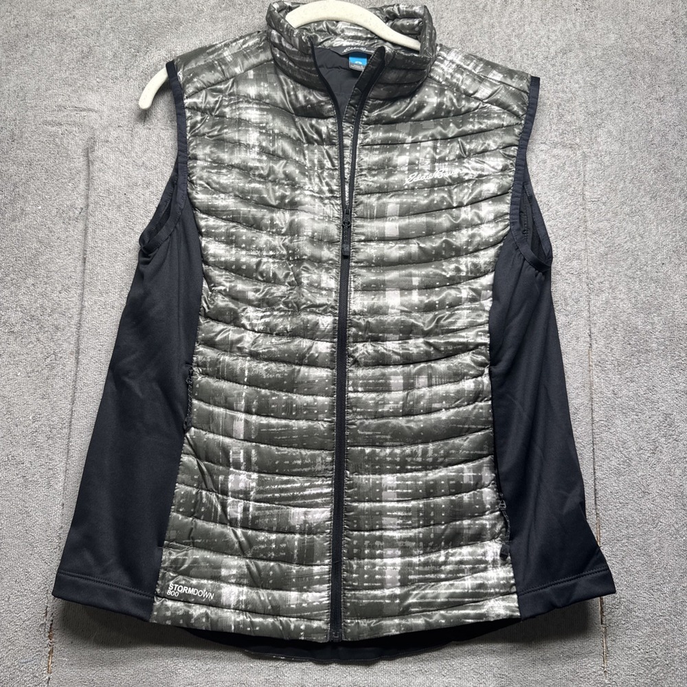 Eddie Bauer First Ascent Women's StormDown 800 Vest Gray Black Size Large